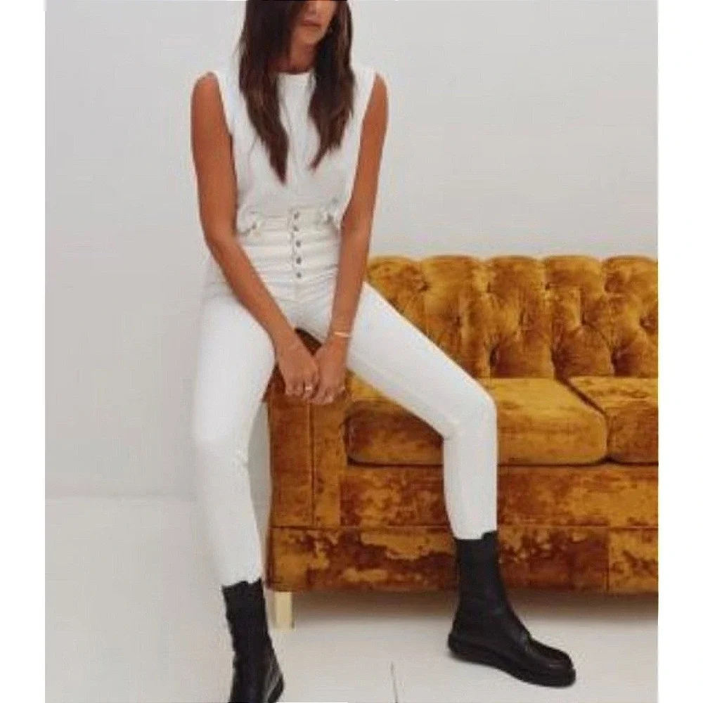 WE WORE WHAT by JOEs Jeans Womens 26 White Danielle High Rise Vintage Straight